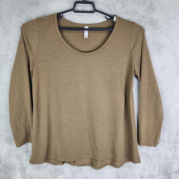 Womens Brown LuLaRoe Top Long Sleeve Round Neck Polyester Stretch Size XL - Picture 2 of 8